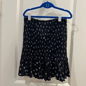 Black With White Sunflower Ruched Skirt